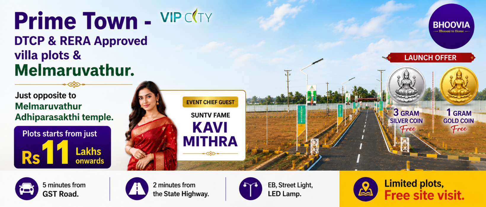 Plots for Sale in Melmaruvathur Near Adhiparasakthi Temple
